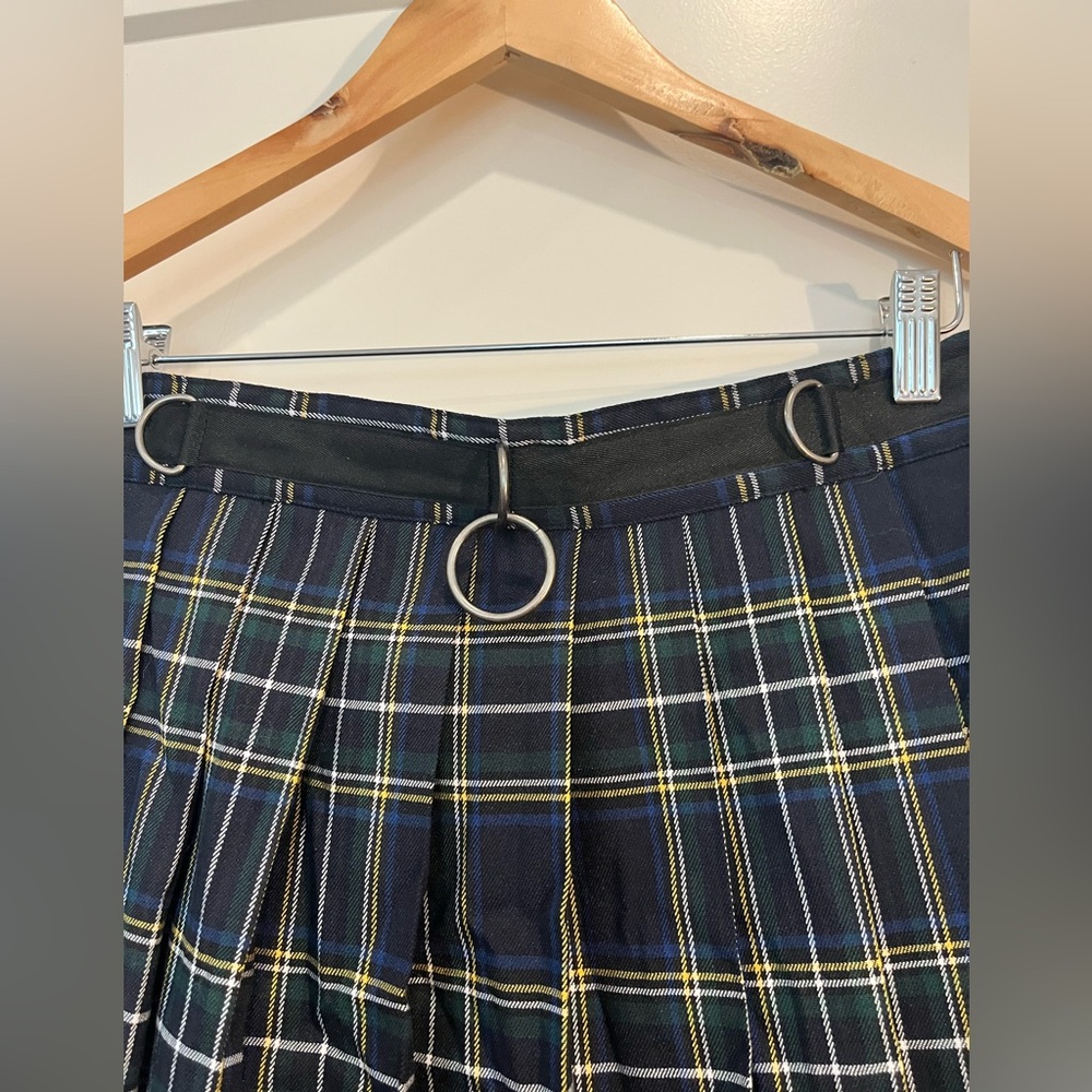 NWT Dolls Kill Current Mood Plaid Pleated Mini Skirt Punk Goth Grunge Rave Sz L - Picture 3 of 11
